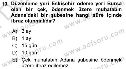 Ticaret Hukuku Dersi 2024 - 2025 Yılı (Final) Dönem Sonu Sınav Soruları 19. Soru