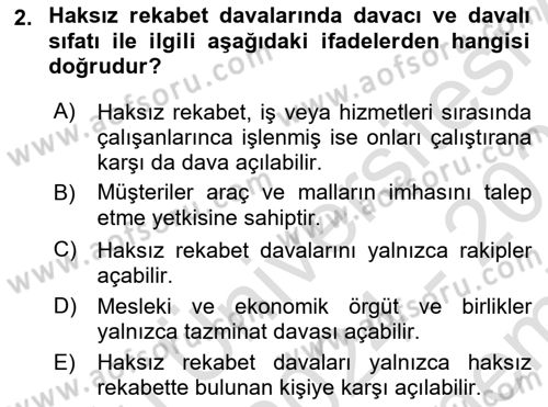 Ticaret Hukuku Dersi 2024 - 2025 Yılı (Final) Dönem Sonu Sınav Soruları 2. Soru