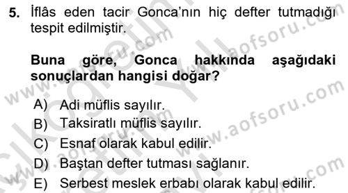 Ticaret Hukuku Dersi 2024 - 2025 Yılı Yaz Okulu Sınav Soruları 5. Soru