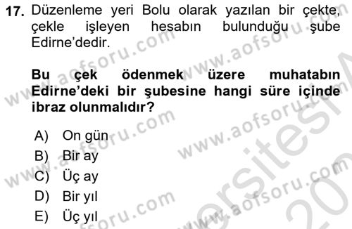 Ticaret Hukuku Dersi 2025 - 2026 Yılı (Final) Dönem Sonu Sınav Soruları 17. Soru