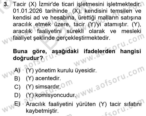 Ticaret Hukuku Dersi 2025 - 2026 Yılı (Final) Dönem Sonu Sınav Soruları 3. Soru