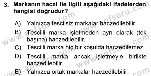 Ticaret Hukuku Dersi 2025 - 2026 Yılı Yaz Okulu Sınav Soruları 3. Soru