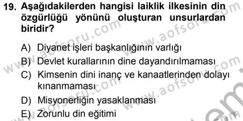 Anayasa Hukuku Dersi Ara Sınavı Deneme Sınav Soruları 19. Soru