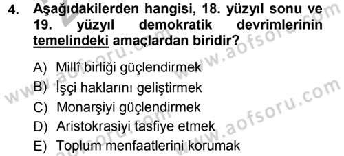 Anayasa Hukuku Dersi Ara Sınavı Deneme Sınav Soruları 4. Soru