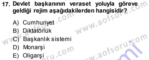 Anayasa Hukuku Dersi 2013 - 2014 Yılı (Vize) Ara Sınav Soruları 17. Soru