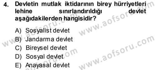 Anayasa Hukuku Dersi 2013 - 2014 Yılı (Vize) Ara Sınav Soruları 4. Soru