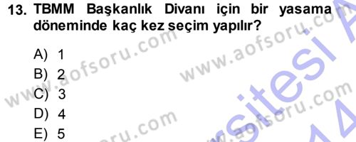 Anayasa Hukuku Dersi 2013 - 2014 Yılı (Final) Dönem Sonu Sınav Soruları 13. Soru