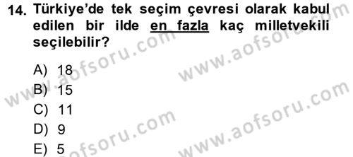 Anayasa Hukuku Dersi 2013 - 2014 Yılı Tek Ders Sınav Soruları 14. Soru