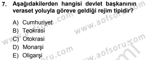 Anayasa Hukuku Dersi 2013 - 2014 Yılı Tek Ders Sınav Soruları 7. Soru