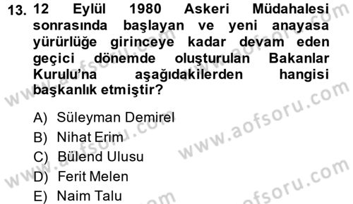 Anayasa Hukuku Dersi 2014 - 2015 Yılı (Vize) Ara Sınav Soruları 13. Soru