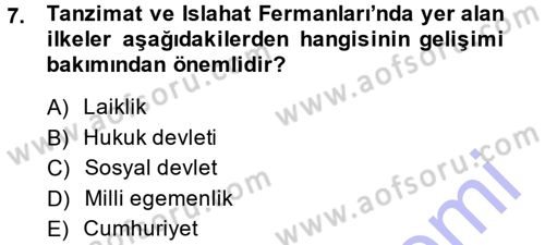Anayasa Hukuku Dersi 2014 - 2015 Yılı (Vize) Ara Sınav Soruları 7. Soru