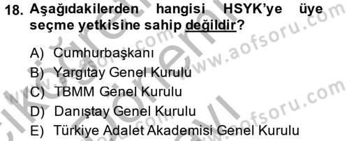 Anayasa Hukuku Dersi 2014 - 2015 Yılı (Final) Dönem Sonu Sınav Soruları 18. Soru