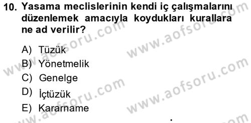 Anayasa Hukuku Dersi 2014 - 2015 Yılı Tek Ders Sınav Soruları 10. Soru