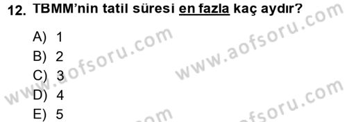 Anayasa Hukuku Dersi 2014 - 2015 Yılı Tek Ders Sınav Soruları 12. Soru