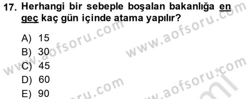 Anayasa Hukuku Dersi 2014 - 2015 Yılı Tek Ders Sınav Soruları 17. Soru