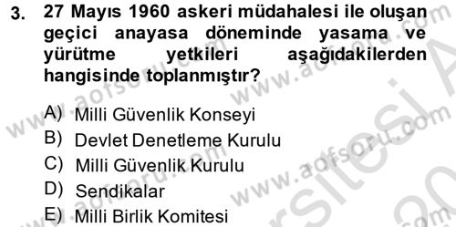 Anayasa Hukuku Dersi 2014 - 2015 Yılı Tek Ders Sınav Soruları 3. Soru