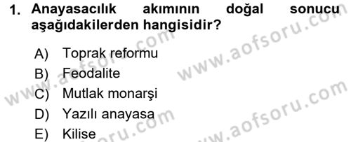 Anayasa Hukuku Dersi 2015 - 2016 Yılı (Final) Dönem Sonu Sınav Soruları 1. Soru