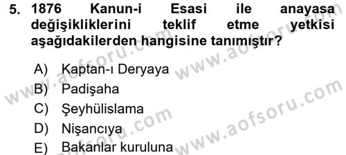 Anayasa Hukuku Dersi 2015 - 2016 Yılı (Final) Dönem Sonu Sınav Soruları 5. Soru