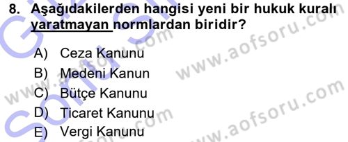 Anayasa Hukuku Dersi 2015 - 2016 Yılı (Final) Dönem Sonu Sınav Soruları 8. Soru