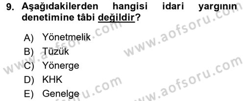 Anayasa Hukuku Dersi 2015 - 2016 Yılı (Final) Dönem Sonu Sınav Soruları 9. Soru
