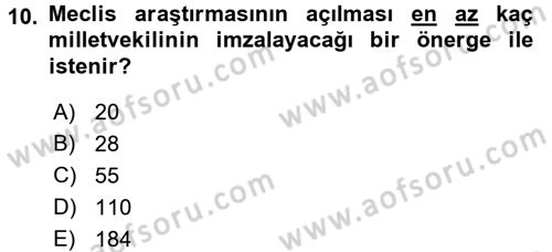 Anayasa Hukuku Dersi 2015 - 2016 Yılı Tek Ders Sınav Soruları 10. Soru