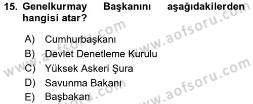 Anayasa Hukuku Dersi 2015 - 2016 Yılı Tek Ders Sınav Soruları 15. Soru