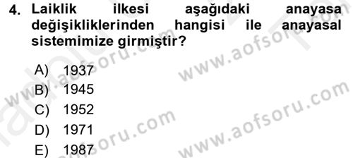 Anayasa Hukuku Dersi 2015 - 2016 Yılı Tek Ders Sınav Soruları 4. Soru