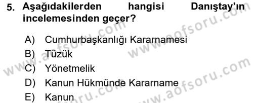 Anayasa Hukuku Dersi 2015 - 2016 Yılı Tek Ders Sınav Soruları 5. Soru