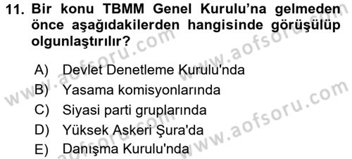 Anayasa Hukuku Dersi 2016 - 2017 Yılı 3 Ders Sınav Soruları 11. Soru