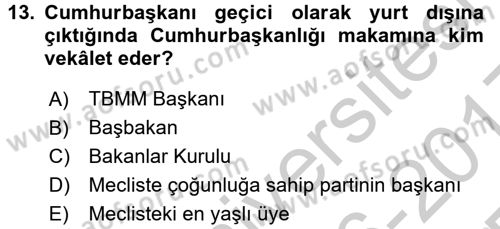 Anayasa Hukuku Dersi 2016 - 2017 Yılı 3 Ders Sınav Soruları 13. Soru