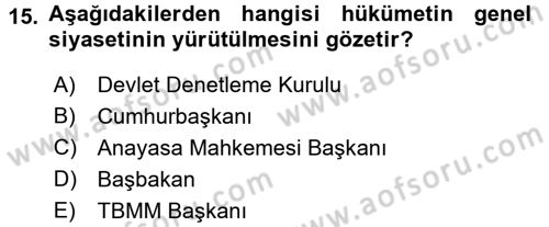 Anayasa Hukuku Dersi 2016 - 2017 Yılı 3 Ders Sınav Soruları 15. Soru