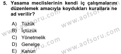Anayasa Hukuku Dersi 2016 - 2017 Yılı 3 Ders Sınav Soruları 5. Soru