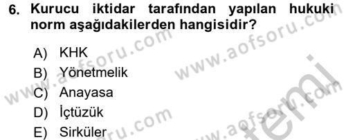 Anayasa Hukuku Dersi 2016 - 2017 Yılı 3 Ders Sınav Soruları 6. Soru