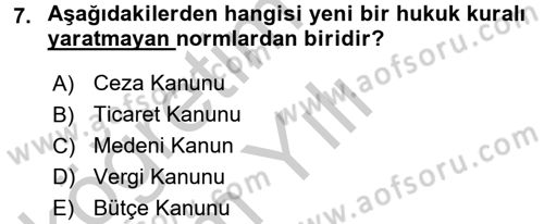 Anayasa Hukuku Dersi 2016 - 2017 Yılı 3 Ders Sınav Soruları 7. Soru