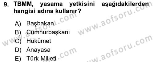 Anayasa Hukuku Dersi 2016 - 2017 Yılı 3 Ders Sınav Soruları 9. Soru