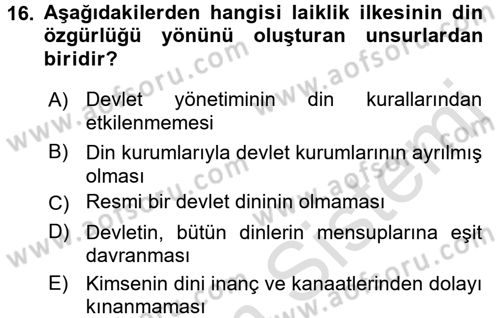 Anayasa Hukuku Dersi 2016 - 2017 Yılı (Vize) Ara Sınav Soruları 16. Soru