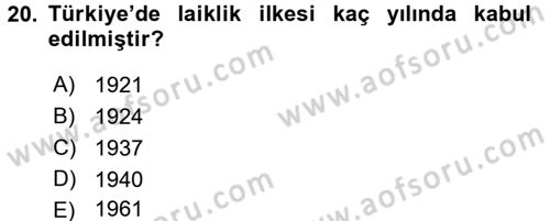 Anayasa Hukuku Dersi 2016 - 2017 Yılı (Vize) Ara Sınav Soruları 20. Soru