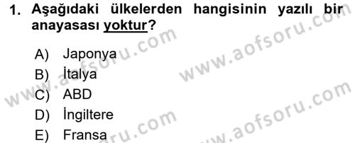 Anayasa Hukuku Dersi 2016 - 2017 Yılı (Final) Dönem Sonu Sınav Soruları 1. Soru