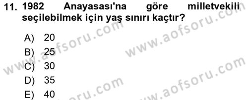 Anayasa Hukuku Dersi 2016 - 2017 Yılı (Final) Dönem Sonu Sınav Soruları 11. Soru