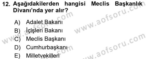 Anayasa Hukuku Dersi 2016 - 2017 Yılı (Final) Dönem Sonu Sınav Soruları 12. Soru