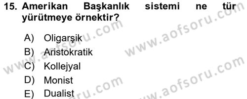 Anayasa Hukuku Dersi 2016 - 2017 Yılı (Final) Dönem Sonu Sınav Soruları 15. Soru