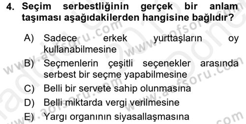 Anayasa Hukuku Dersi 2016 - 2017 Yılı (Final) Dönem Sonu Sınav Soruları 4. Soru