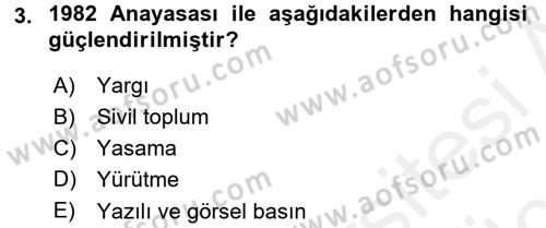 Anayasa Hukuku Dersi 2017 - 2018 Yılı 3 Ders Sınavı 3. Soru