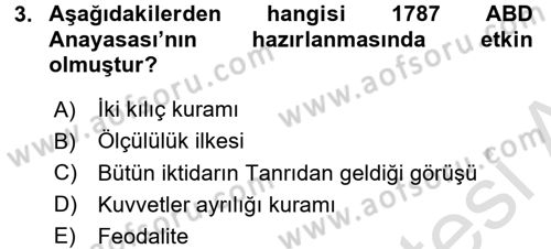 Anayasa Hukuku Dersi Ara Sınavı Deneme Sınav Soruları 3. Soru