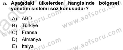 Anayasa Hukuku Dersi 2017 - 2018 Yılı (Vize) Ara Sınav Soruları 5. Soru