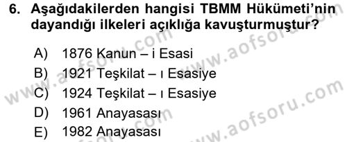 Anayasa Hukuku Dersi 2017 - 2018 Yılı (Vize) Ara Sınav Soruları 6. Soru
