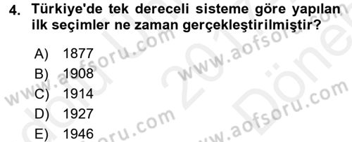 Anayasa Hukuku Dersi 2017 - 2018 Yılı (Final) Dönem Sonu Sınav Soruları 4. Soru