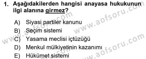 Anayasa Hukuku Dersi 2018 - 2019 Yılı 3 Ders Sınav Soruları 1. Soru