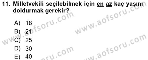 Anayasa Hukuku Dersi 2018 - 2019 Yılı 3 Ders Sınav Soruları 11. Soru