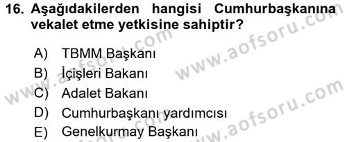 Anayasa Hukuku Dersi 2018 - 2019 Yılı 3 Ders Sınav Soruları 16. Soru